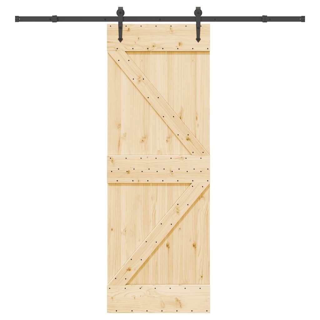 Skydedør med monteringssæt 70x210 cm massivt fyrretræ