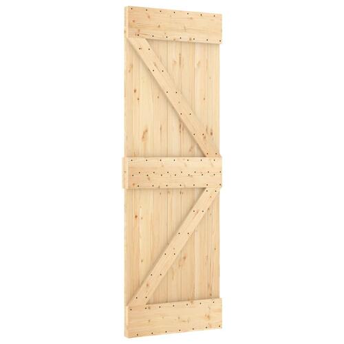 Skydedør med monteringssæt 70x210 cm massivt fyrretræ