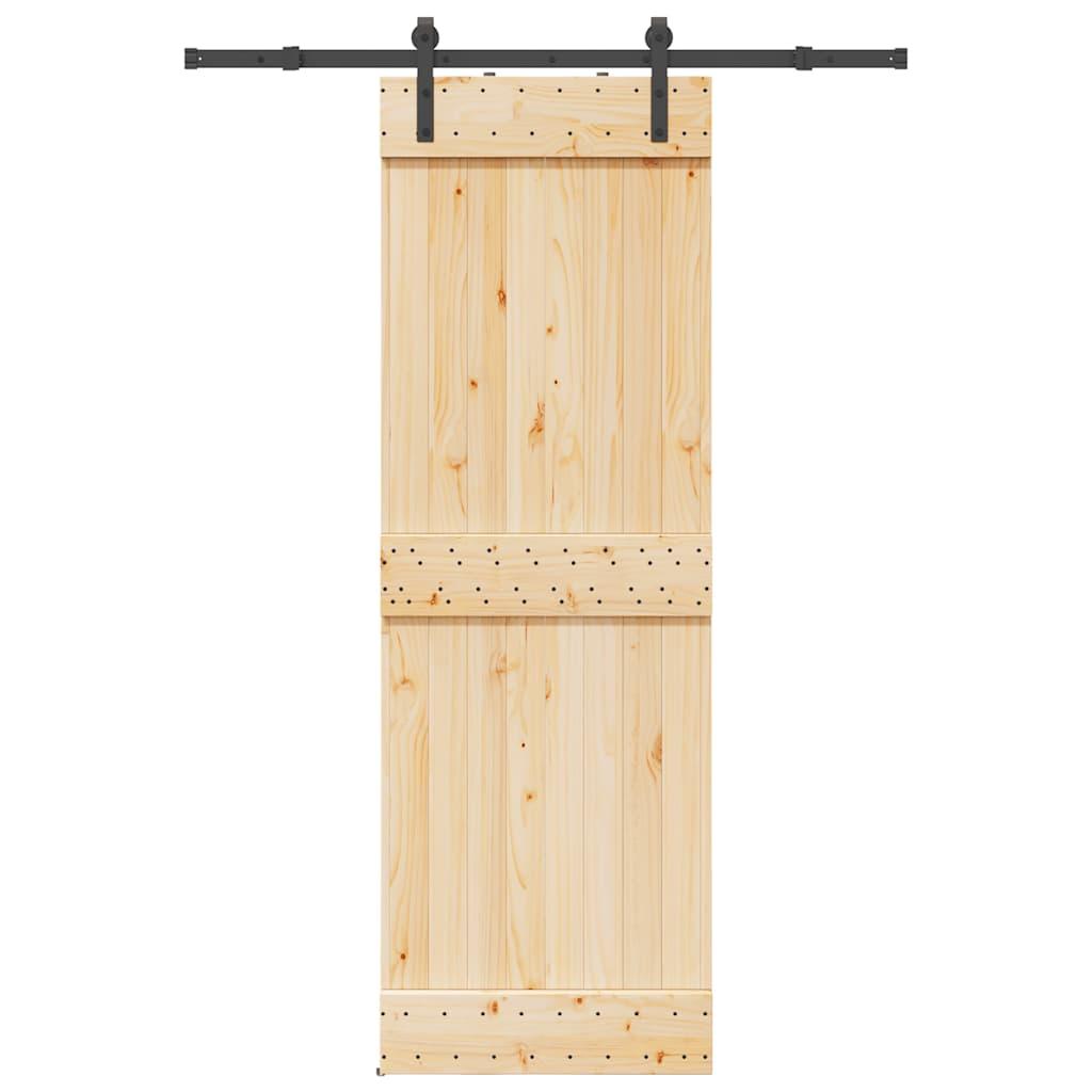 Skydedør med monteringssæt 70x210 cm massivt fyrretræ