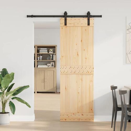 Skydedør med monteringssæt 70x210 cm massivt fyrretræ
