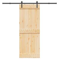 Skydedør med monteringssæt 80x210 cm massivt fyrretræ