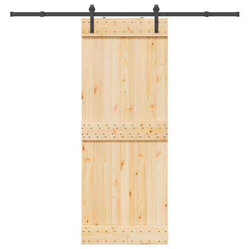 Skydedør med monteringssæt 80x210 cm massivt fyrretræ