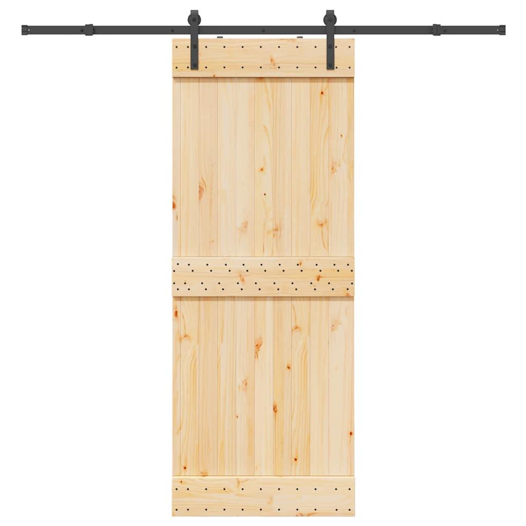 Skydedør med monteringssæt 80x210 cm massivt fyrretræ