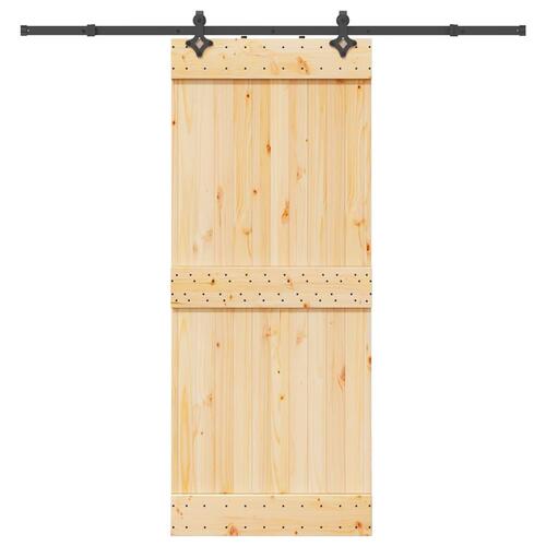 Skydedør med monteringssæt 85x210 cm massivt fyrretræ
