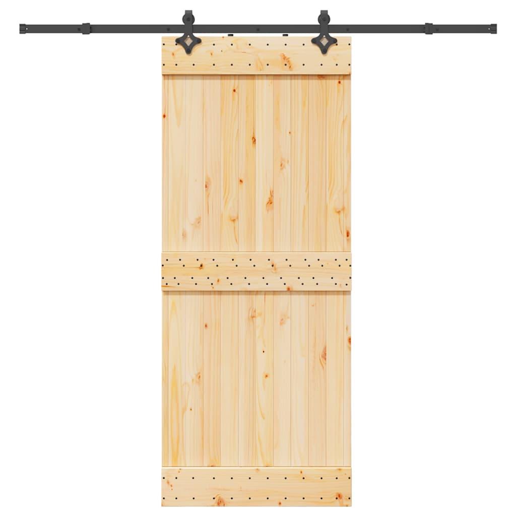 Skydedør med monteringssæt 85x210 cm massivt fyrretræ