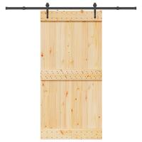 Skydedør med monteringssæt 100x210 cm massivt fyrretræ