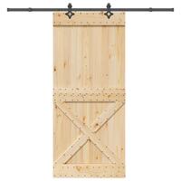 Skydedør med monteringssæt 100x210 cm massivt fyrretræ