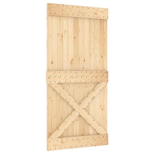 Skydedør med monteringssæt 100x210 cm massivt fyrretræ