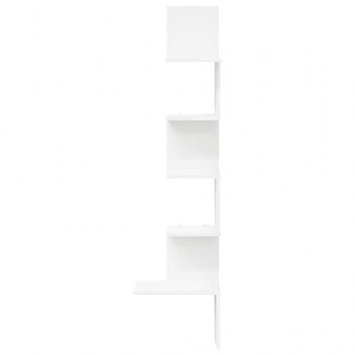 Væghængt hjørnehylde 32×32×127,5 cm - konstrueret træ, hvid