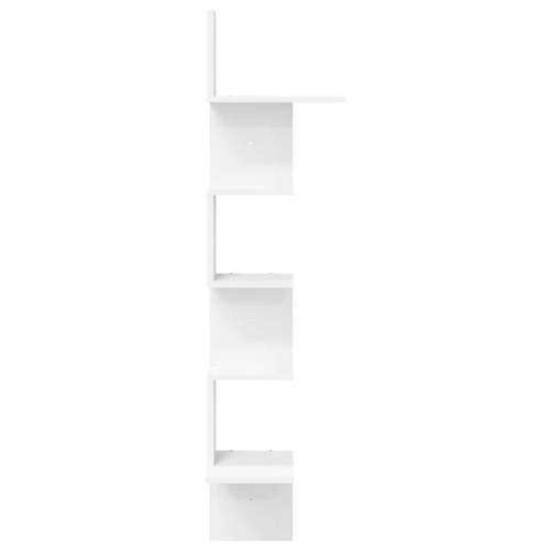 Væghængt hjørnehylde 32×32×127,5 cm - konstrueret træ, hvid
