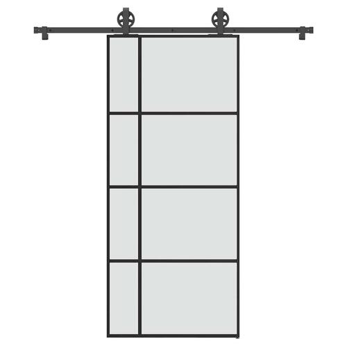 Skydedør med hardwaresæt 90x205 cm sikkerhedsglas aluminium