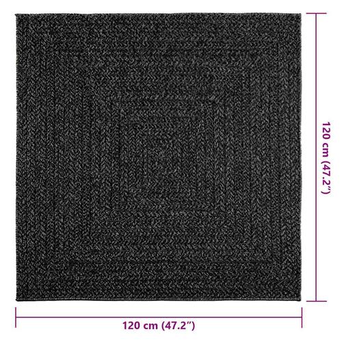 Gulvtæppe ZIZUR 120x120cm jute-look indendørs udendørs