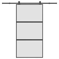 Skydedør med hardwaresæt 102,5x205 cm hærdet glas og aluminium