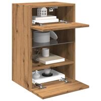 Væghængte tv-borde 2 stk. med LED-lys 40x30x60,5 cm kunsteg