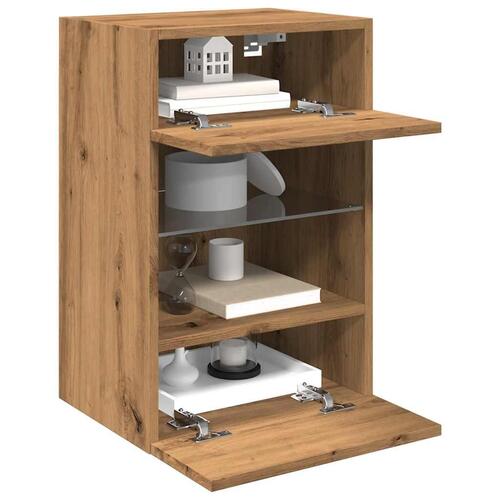 Væghængte tv-borde 2 stk. med LED-lys 40x30x60,5 cm kunsteg