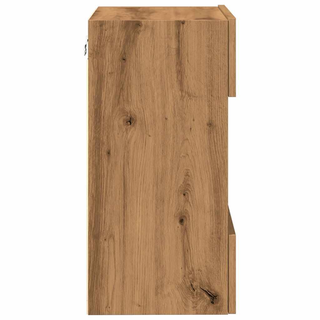 Væghængte tv-borde 2 stk. med LED-lys 40x30x60,5 cm kunsteg
