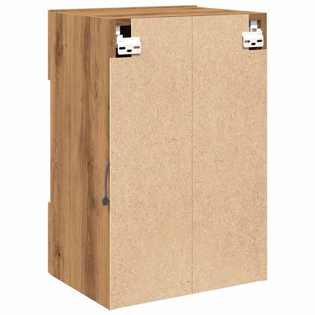 Væghængte tv-borde 2 stk. med LED-lys 40x30x60,5 cm kunsteg
