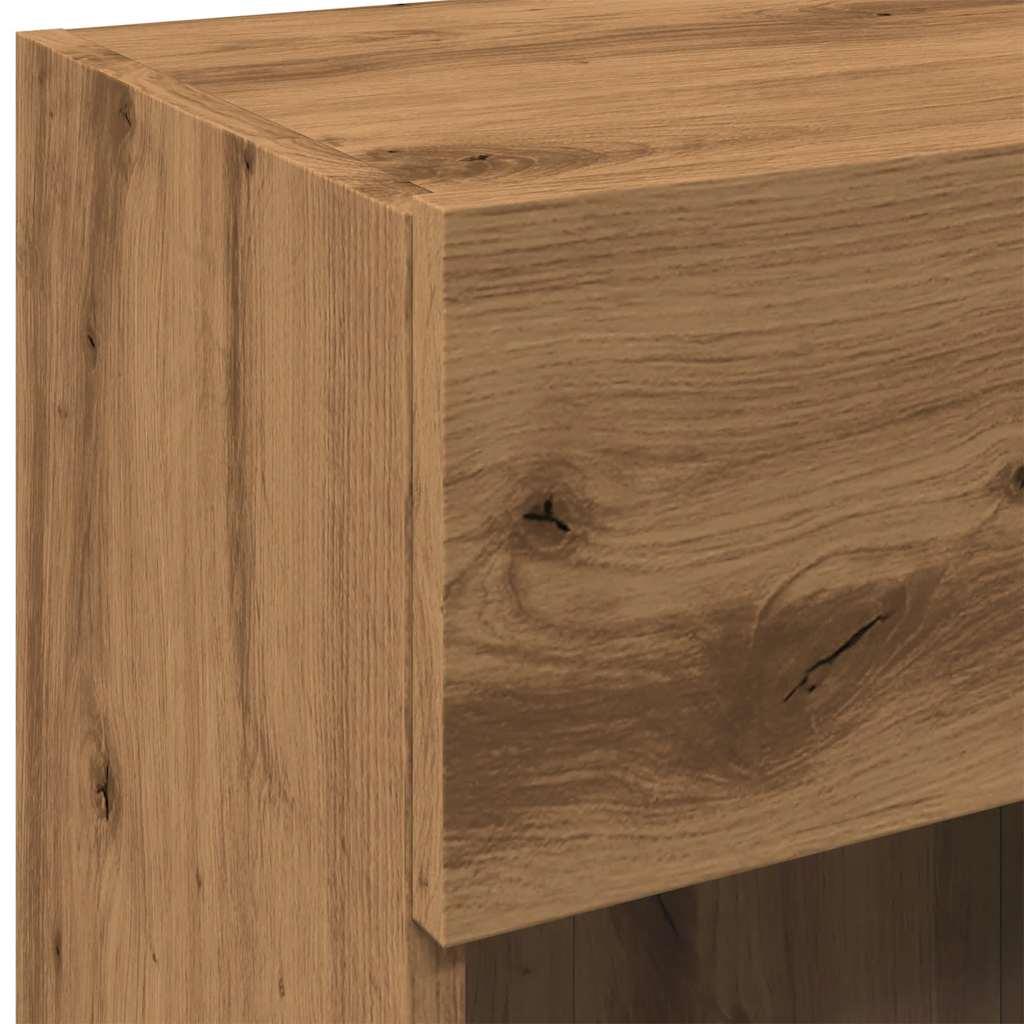Væghængte tv-borde 2 stk. med LED-lys 40x30x60,5 cm kunsteg