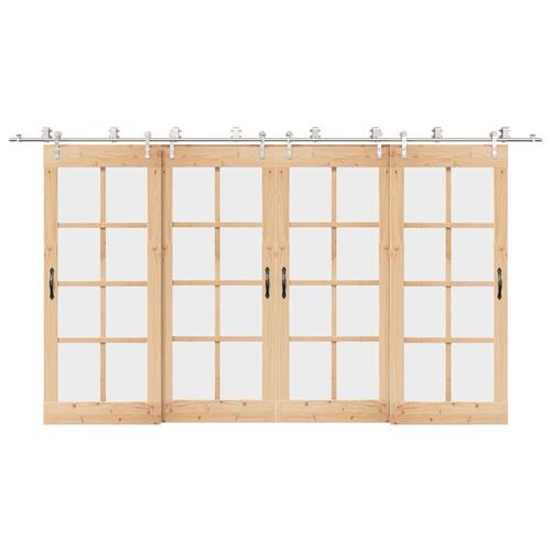 Hardwarekit til skydedør 400 cm rustfrit stål sølvfarvet