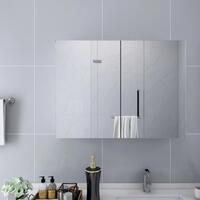 Badeværelsesskab med spejl + LED 80x15x60 cm MDF hvid