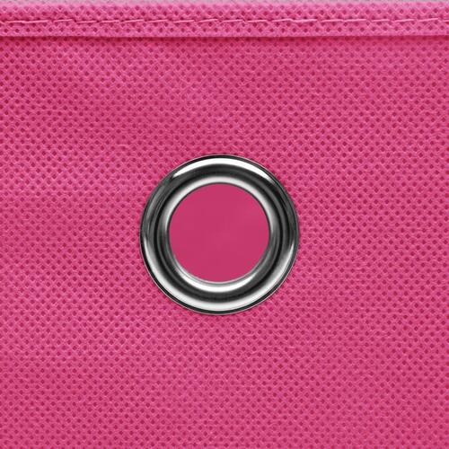 Opbevaringskasser med låg 10 stk. 28x28x28 cm pink