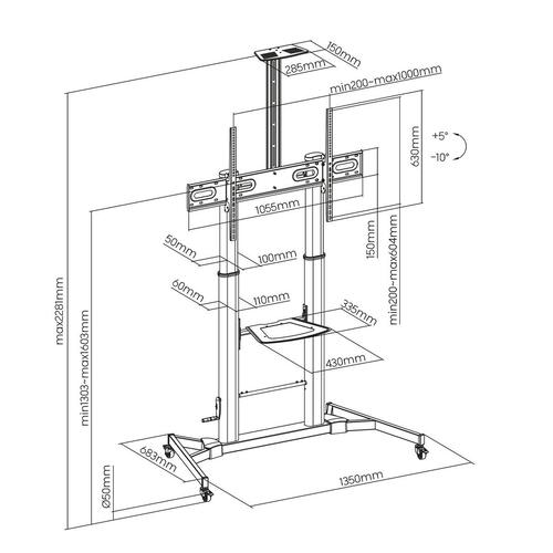 TV-holder Aisens FT100TE-171 60" 100" 100 kg
