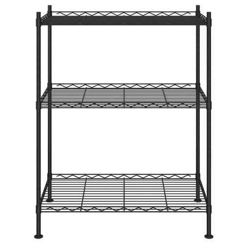 Opbevaringsstativ med 3 hylder 60x35x76 cm 150 kg sort