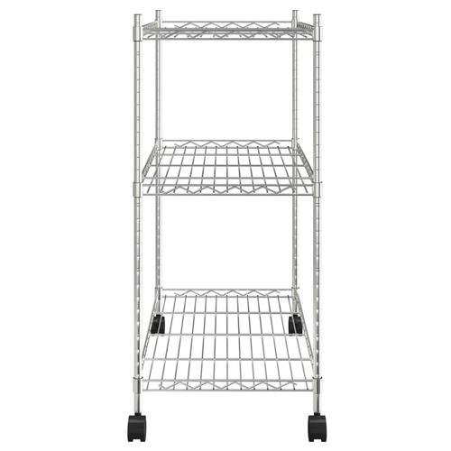 Opbevaringsstativ med 3 hylder og hjul 60x35x81 cm 150 kg krom
