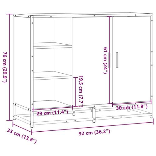 Skænk 92x35x76 cm konstrueret træ sort