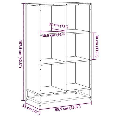 Bogskab 65,5x33x107,5 cm konstrueret træ sonoma-eg