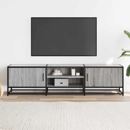 Tv-bord 160x35x41 cm konstrueret træ og metal grå sonoma-eg
