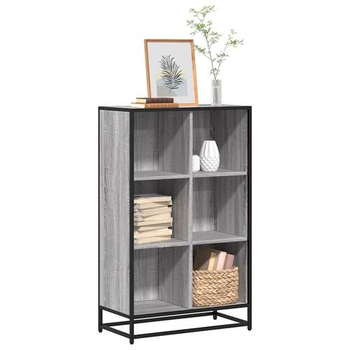 Bogreol 65,5x33x107,5 cm konstrueret træ grå sonoma-eg