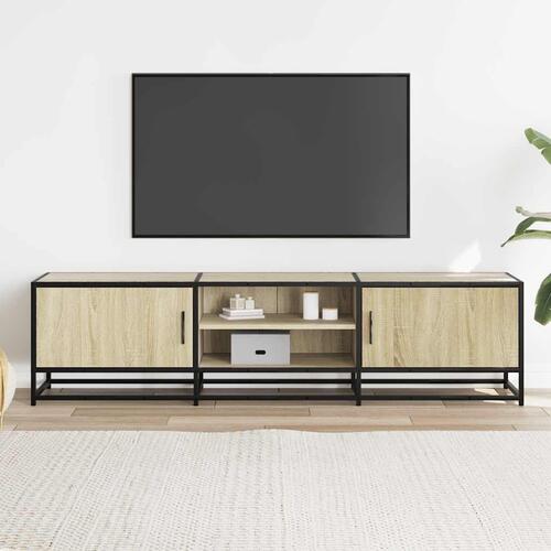 Tv-bord 160x35x41 cm konstrueret træ og metal sonoma-eg