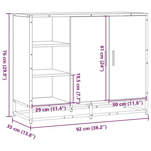 Skab 92x35x76 cm konstrueret træ røget egetræsfarve