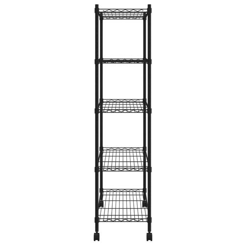 Opbevaringsreol med 5 hylder og hjul 75x35x155 cm 250 kg sort