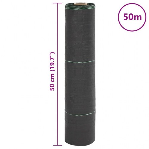 Ukrudtsdug 0,5 × 50 m - sort PP, 150 g/m²