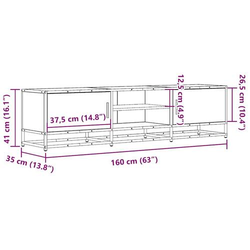 Tv-bord 160x35x41 cm konstrueret træ og metal sort