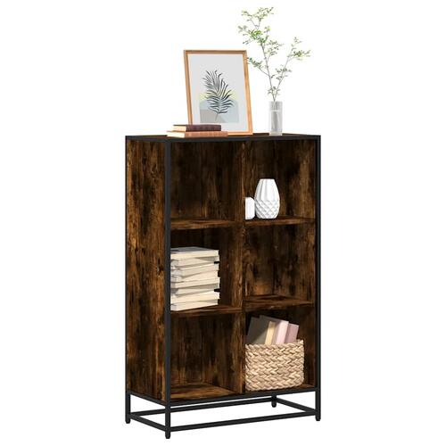 Bogskab 65,5x33x107,5 cm konstrueret træ røget egetræ