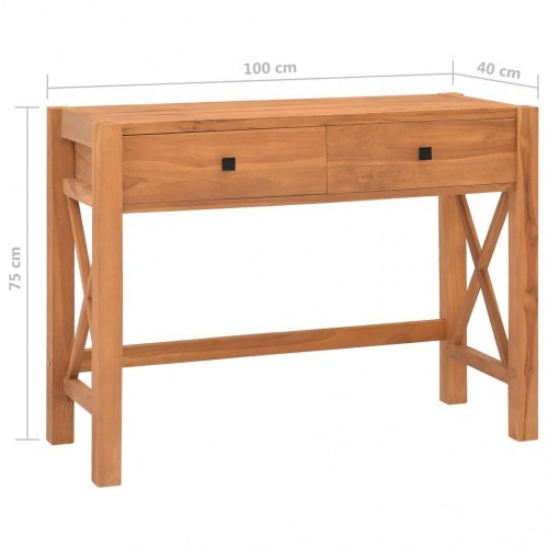 Skrivebord med 2 skuffer 100x40x75 cm teaktræ