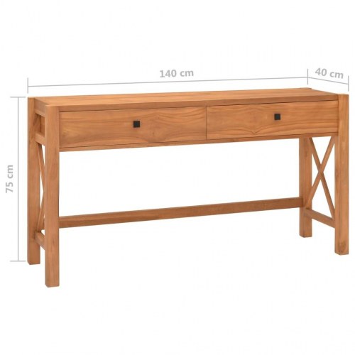 Skrivebord med 2 skuffer 140x40x75 cm teaktræ