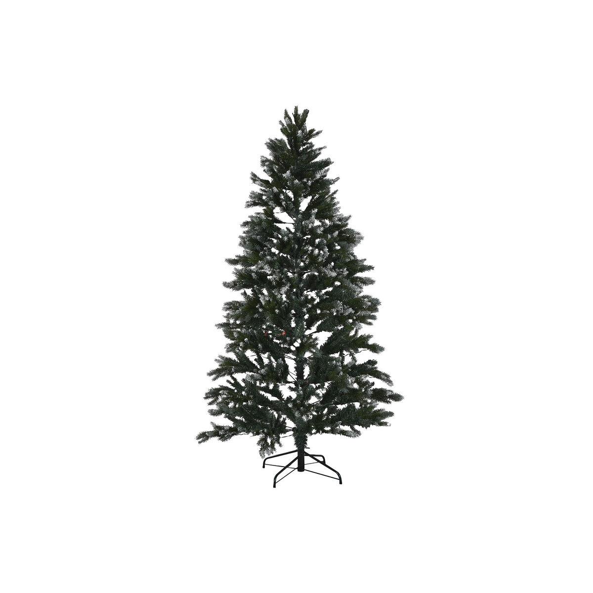 Juletræ med LED og snefald, grøn - 210 cm