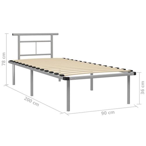 Sengestel 90x200 cm metal grå