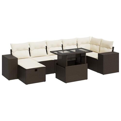 Sofasæt til haven 5 dele med hynder polyrattan brun