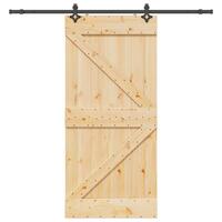 Skydedør med monteringssæt 80x210 cm massivt fyrretræ