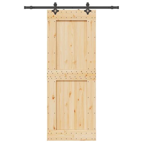 Skydedør med monteringssæt 85x210 cm massivt fyrretræ