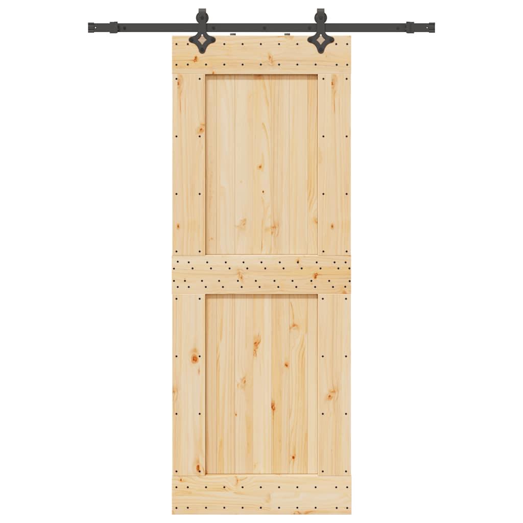 Skydedør med monteringssæt 85x210 cm massivt fyrretræ