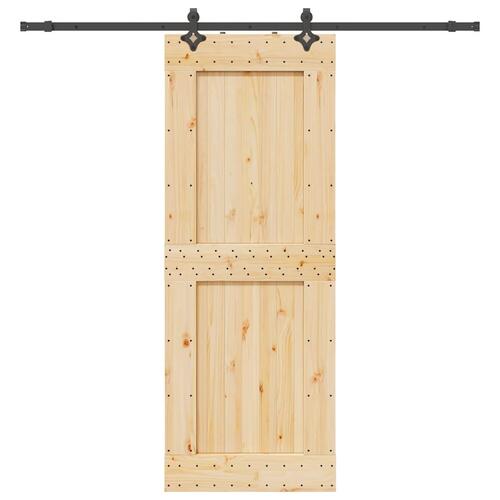 Skydedør med monteringssæt 85x210 cm massivt fyrretræ