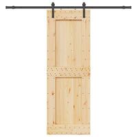 Skydedør med monteringssæt 80x210 cm massivt fyrretræ