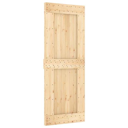 Skydedør med monteringssæt 80x210 cm massivt fyrretræ