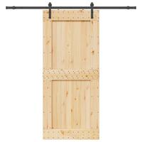 Skydedør med monteringssæt 100x210 cm massivt fyrretræ